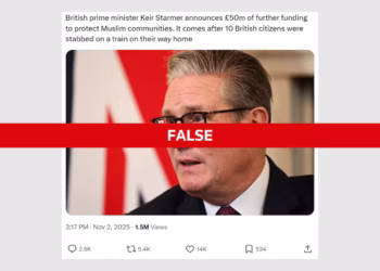 Fact Check: Britain’s Starmer did not announce 50 million pounds to protect Muslims after train attack
